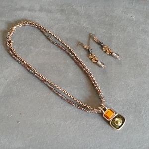 💚💛 LC Necklace & Earrings Gold Tone